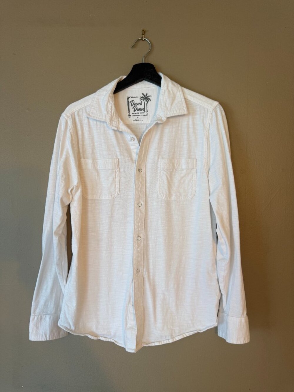 Desert Dunes Paradise Found Men's White Organic Cotton Button Up Shirt Medium